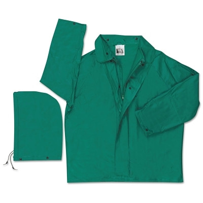 MCR Safety 388JL 388J Dominator Detachable Hood Rain Jacket, 0.42 mm, PVC/Hi-tensile Poly/PVC, Green, Large