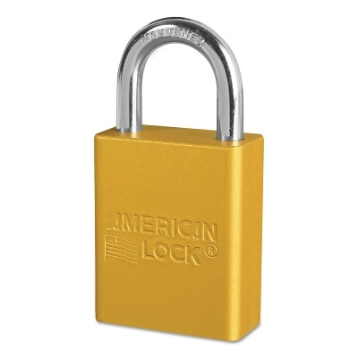 American Lock A1105YLW Solid Aluminum Padlock, 1/4 in Diameter, 1 in L x 3/4 in W, Yellow