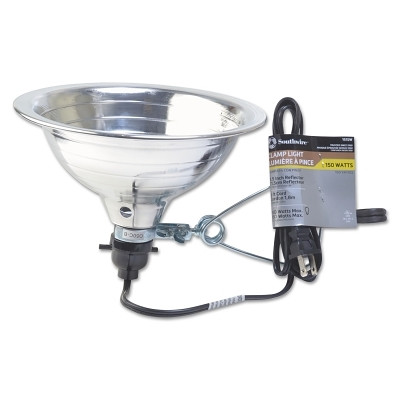 Southwire 151 Flood and Clamp Lamp, Vented Aluminum Reflector, 150 W, 6 ft Cord, Incandescent Bulb Not Included