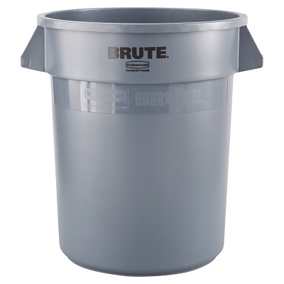 Rubbermaid Commercial FG262000GRAY BRUTE Round Container without Lid, 20 gal, Heavy-Duty Plastic, Gray