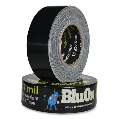 Bron Tapes 150348 BlueOx Heavyweight Duct Tape, 48 mm W x 27 m L, 17 mil Thick, Black