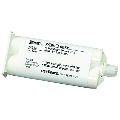Devcon 14260 2 Ton Clear Epoxy, 50 mL, Dev-Pak, Clear/White