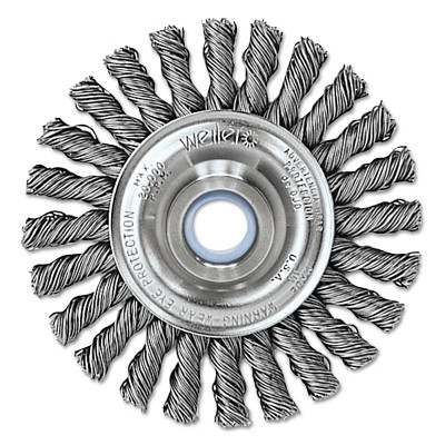 Weiler 08534 Cable Twist Knot Wire Wheel, 4 in dia x 1/4 in W Face, 0.020 in Steel Wire, 20000 RPM