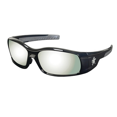 MCR Safety SR117 Swagger Safety Glasses, Silver Mirror Lens, Duramass Hard Coat, Black Frame