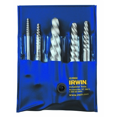 Irwin Hanson 53535 Spiral Flute Screw Extractors - 535/524 Series Set, 5 Piece, 3/32 in to 5/8 in