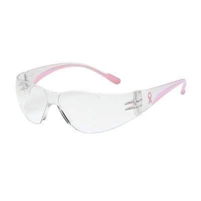 Bouton Optical 250-11-0900 Eva Petite Rimless Safety Glasses, Clear Lens, Anti-Scratch, Clear/Pink