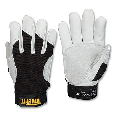 Tillman 1470XL TrueFit Leather-Palm Gloves, 1470, Top Grain Goatskin/Rough Side Out Goatskin Palm/Spandex BOH, XL, Black/Pearl
