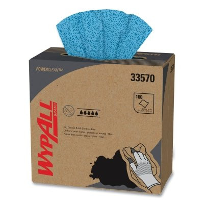 Wypall 33570 WypAll Kimtech Prep Kimtex Wiper, Blue, 8.8 in W x 16.8 in L, 100/Box, 1-Ply