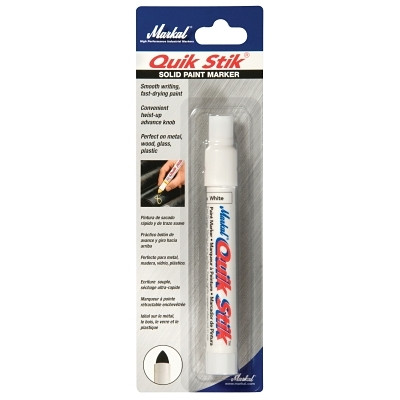 Markal 61067 Quik Stik All Purpose Solid Paint Marker, White, 11/16 in Tip, 6 in L, Carded