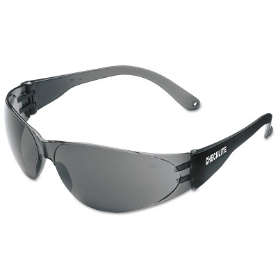 MCR Safety CL112 Checklite CL1 Frameless Safety Glasses, Polycarbonate Gray Lens, Duramass, Smoke Polycarbonate Temples