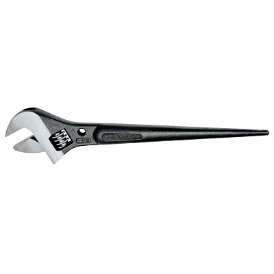 Klein Tools 3227 Adjustable Head Construction Wrench Spud 11 Inch 1-5/16 Inch Jaw Opening Black Oxide