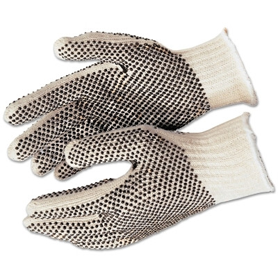 MCR Safety 9660XLM PVC Dot String Knit Gloves, X-Large, Natural/Black PVC Dots