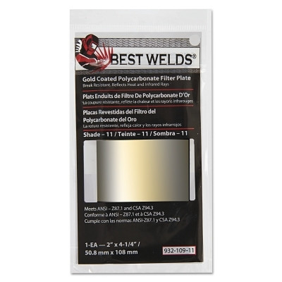 Best Welds 93210911 Gold Coated Filter Plate, Gold/11,2 in x 4.25 in, Polycarbonate