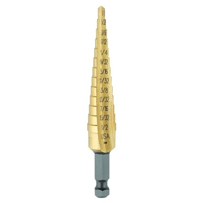 Irwin 15101ZR Unibit Titanium Fractional Self-Starting, 1/8 in to 1/2 in, 13 Steps