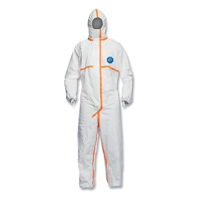 DuPont Tyvek TJ198TWHXL0025PI Tyvek 800 Coverall, Taped Seams, Attach Hood, Elastic Wrists and Ankles, Storm Flap, White, X-Large