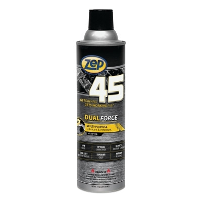 Zep Professional 374301 Zep 45 DUAL FORCE Multi-Purpose Lubricants and Penetrant, 14 oz, Aerosol Can