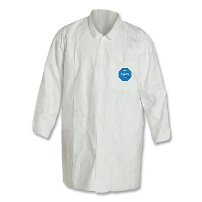DuPont Tyvek TY212S-3X Tyvek 400 Two Pocket Lab Coat, 3X-Large, White