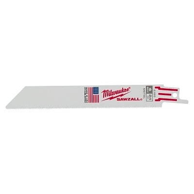 Milwaukee Tool 48005186 SAWZALL Standard Metal Cutting Blade, 6 in L, 24 TPI, For EMT/Tube and Duct/Sheet Metal, 5 EA/PKG