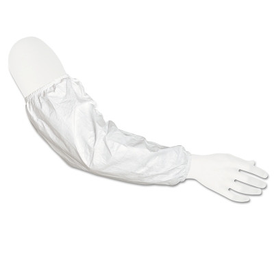 DuPont Tyvek IC501BWH0001000B Tyvek IsoClean Sleeve, 18 in L, Elastic Bicep/Wrist Closures, One Size Fits Most, White