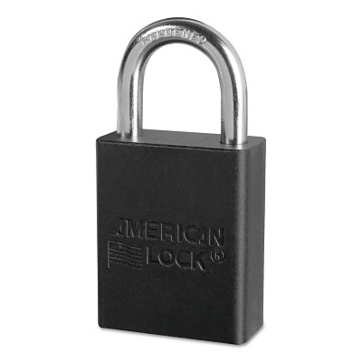 American Lock A1105BLK Solid Aluminum Safety Lockout Padlock 1/4" Dia x 1" L x 3/4" W Black Single