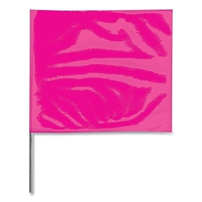 Presco 4536PG Wire Stake Flag 4 In x 5 In 36 In Staff Pink Glo 100-Pack