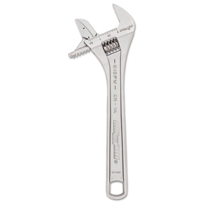 Channellock 810PW Adjustable Wrench, 10.26 in Long, 1.57 in Opening, Chrome