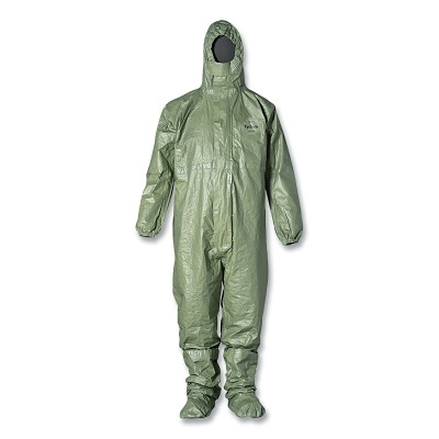 DuPont Tychem QS127T-2X Tychem 2000 SFR Protective Hooded Coveralls, Green, 2X-Large