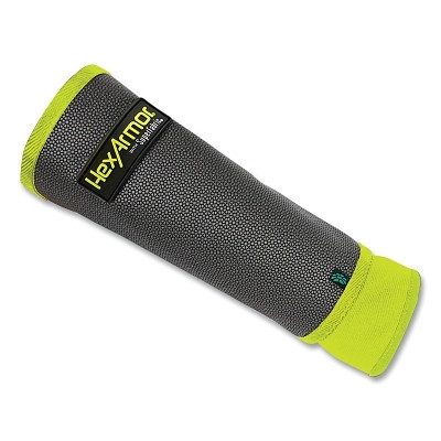 HexArmor AG10009S-L Protective Arm Guard, 9 in L, Thumbhole Closure, Large, Gray/Hi-vis Lime