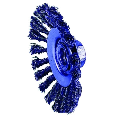 Weiler 13406 Knot Wire Bevel Wheel, 4 in D x 3/8 in W, .014 in Steel Wire, 12,500 rpm