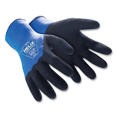 HexArmor 3070-L Helix Water-Resistant Work Gloves, 3070, HPPE/Fiberglass, Large, Blue/Black