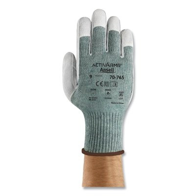 ActivArmr 104425 70-765 Cut-Resistant Gloves with Leather Palm, Size 10, Mint/Leather