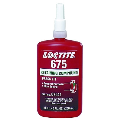 Loctite 135533 675 Retaining Compound, Medium Strength, 250 mL Bottle, Green, 3,000 psi