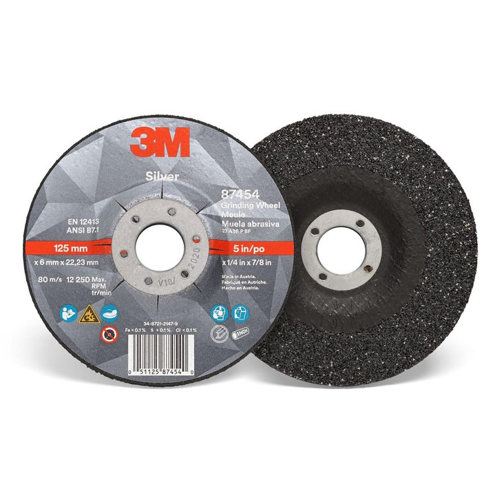 Wheel, Depressed Center, 5 Inch Dia, 36 Grit, 1/4 Inch Thk, 20/CS
