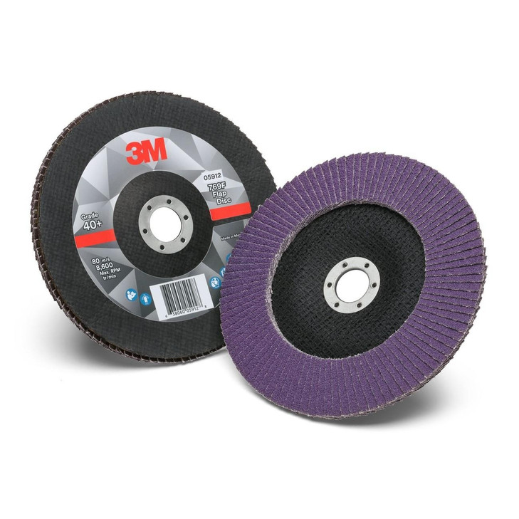 Disc, 769F, Coated, 7 Inch Dia, 40 Grit, Flap, T29, 8600 rpm, 5/CS
