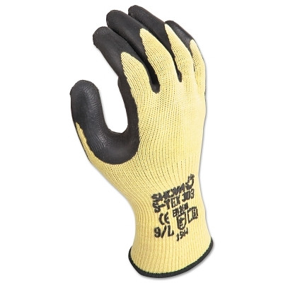 SHOWA S-TEX303M-08 S-TEX 303 Cut Resistant Rubber Palm Coated Gloves, Medium, Yellow/Black