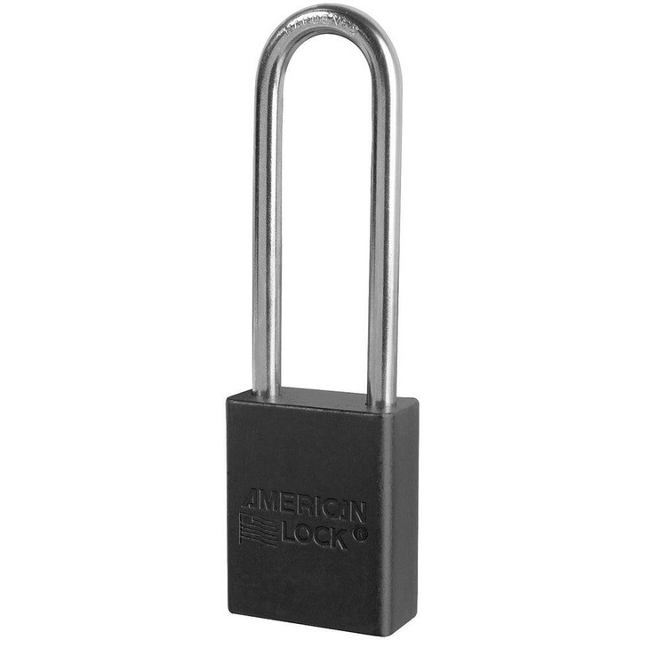 Master Lock Rekeyable Padlock, Type: Keyed Alike, Style: 5 pin cylinder, Size: 1-1/2" Retangular Padlock, Shackle Height: 3", Material: Aluminum, Color: Black