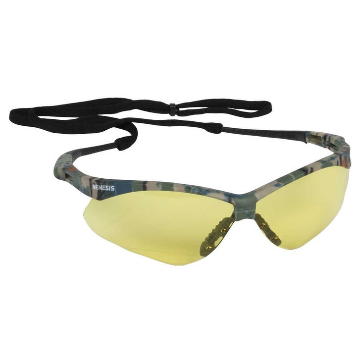 Safety Glasses,Wraparound,Camo Frame,Yellow Hardcoated Lens,EA