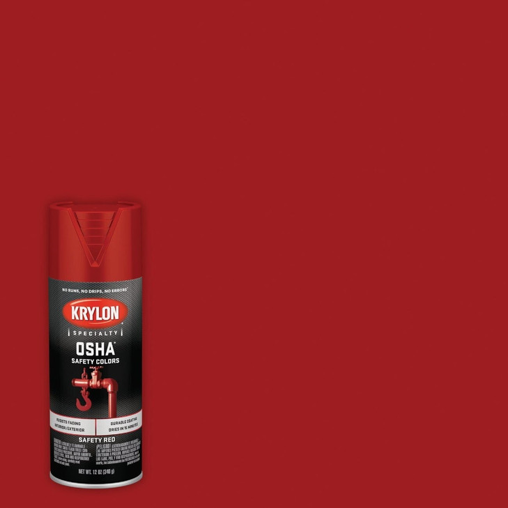 Krylon OSHA Paint Safety Red, 16 oz., 6/case