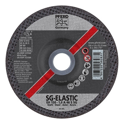 Pferd 63174 SGP-INOX Depressed Center SGP Cut-Off Wheel, 6 in dia, 0.045 in Thick, 7/8 in Arbor, 46 Grit