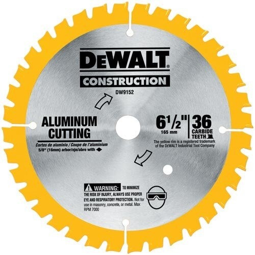 DeWalt Circular Saw Blades, Construction 6-1/2" 36T Aluminum Cutting Cordless Saw Blade