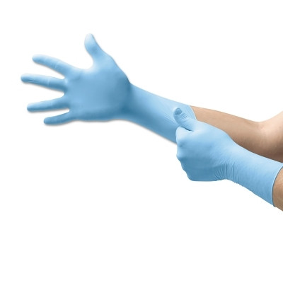 MICROFLEX N873 Integra EC N87 Nitrile Powder-Free Disposable Gloves, Textured, 7.9 mil Palm/9.1 mil Finger, Large, Blue