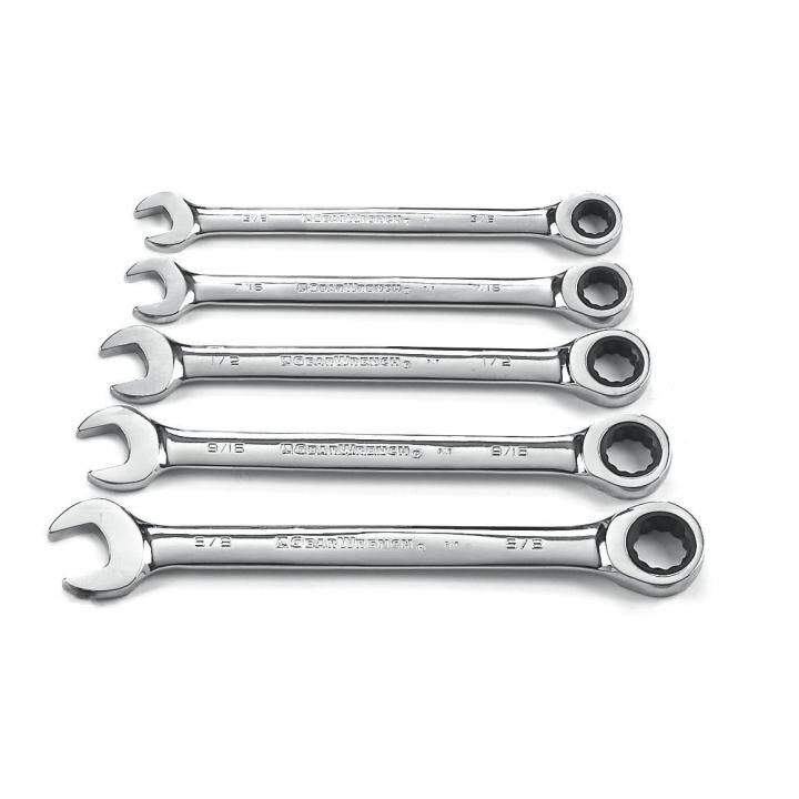 Ratcheting Combination Wrench Set, 12 Point Drive, 5/8 Inch