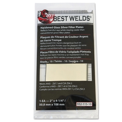 Best Welds 901-932-115-10 Silver Coated Filter Plate Shade 10 2 Inch x 4-1/4 Inch
