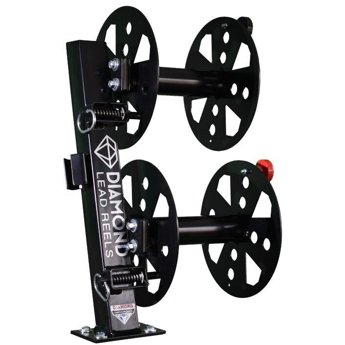 Welding Lead Reel, HD, 12 ", Gray, Steel, Fixed Base Double
