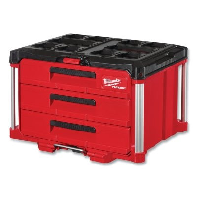 Milwaukee 48-22-8443 PACKOUT 3-Drawer Tool Box Stackable Modular Storage Red