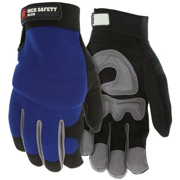 Mechanics Gloves, 2X-Large, Synthetic, Blue