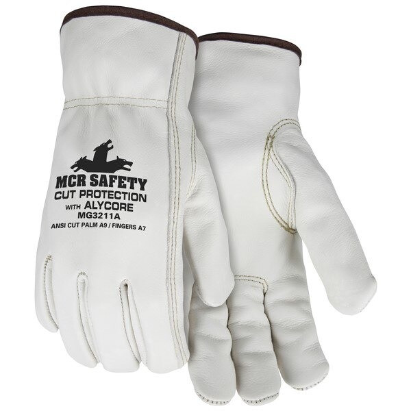 Cut Resistant Gloves, Leather, 2X-Large, Beige