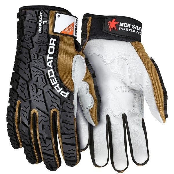 Mechanics Gloves, Predator, 2X-Large, Leather, White