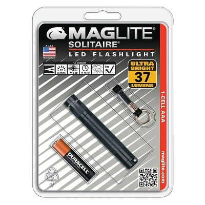MAGLITE SJ3A016 Solitaire LED AAA Flashlight, AAA, 47 Lumens, Black