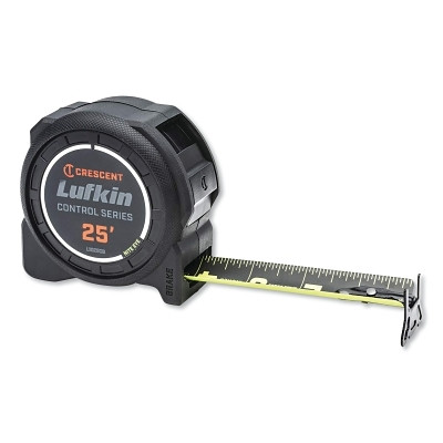 Crescent Lufkin L1025CB-02 Command Control Series Tape Measure, 1-3/16 in W x 25 ft L, Black Hi-Viz Green Markings Blade
